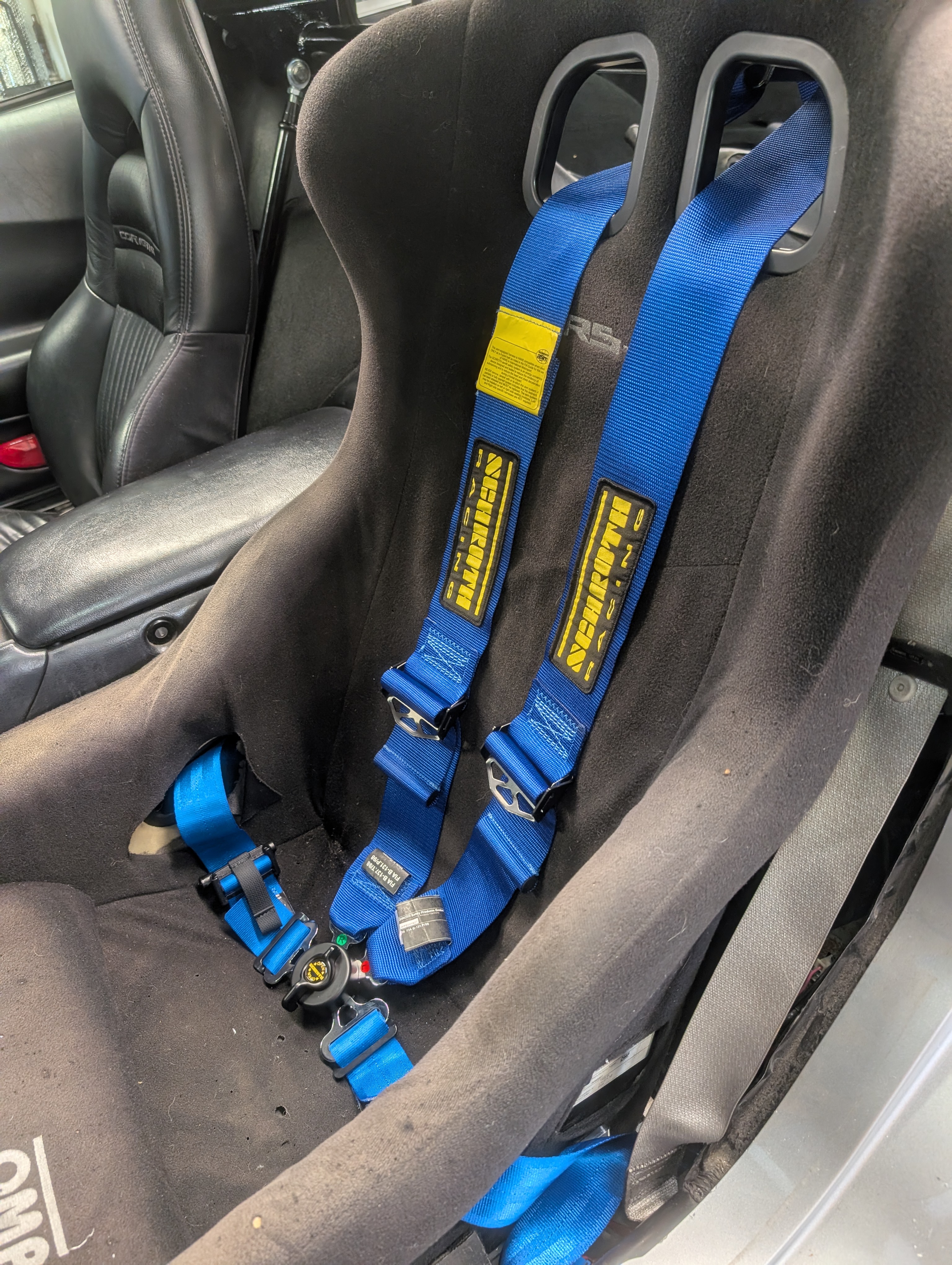 Schroth racing Profi II ASM 4 point harness in the Dead to Shred Corvette