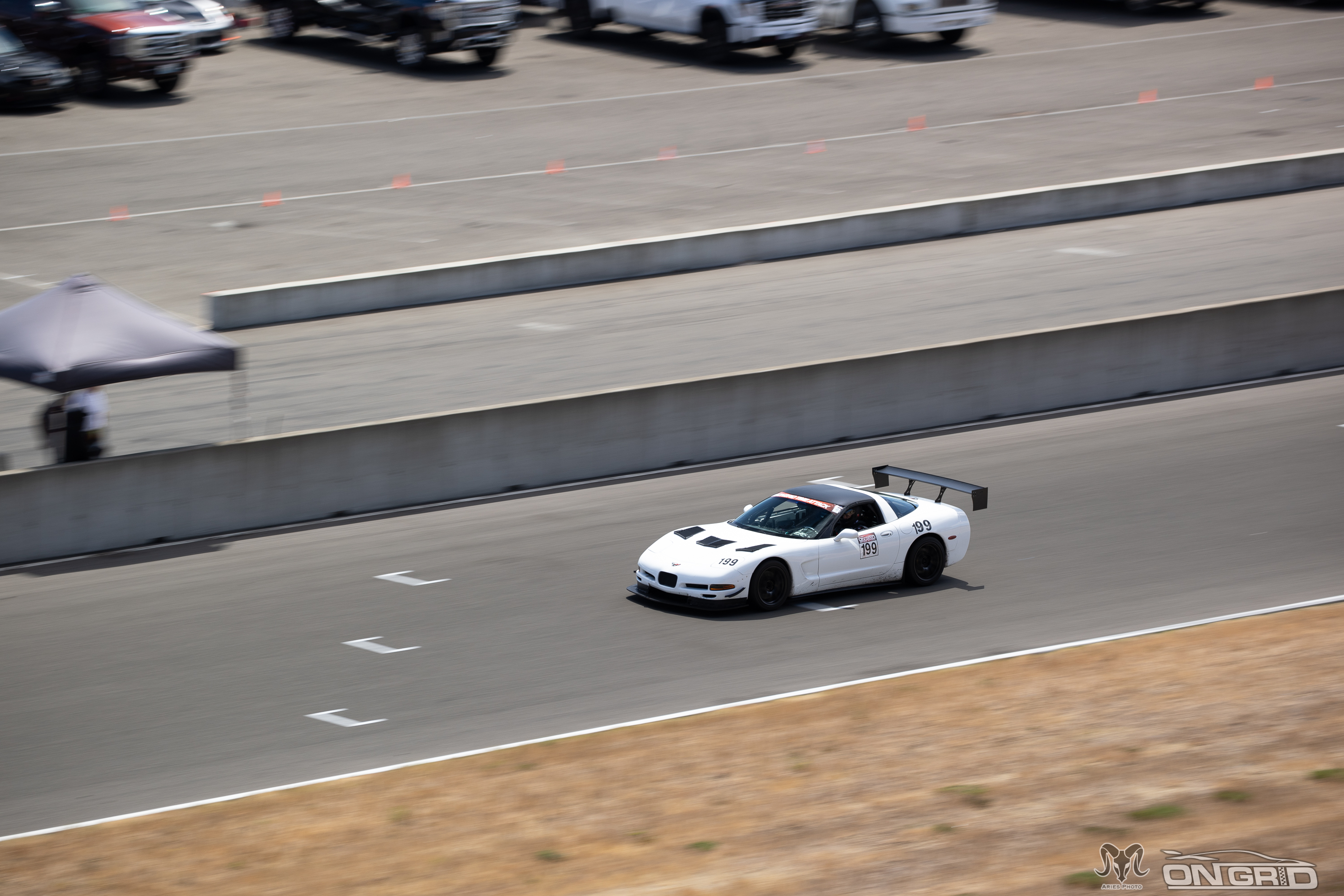#199 C5 Corvette going down the front straight at the Ridge Motorsports Park