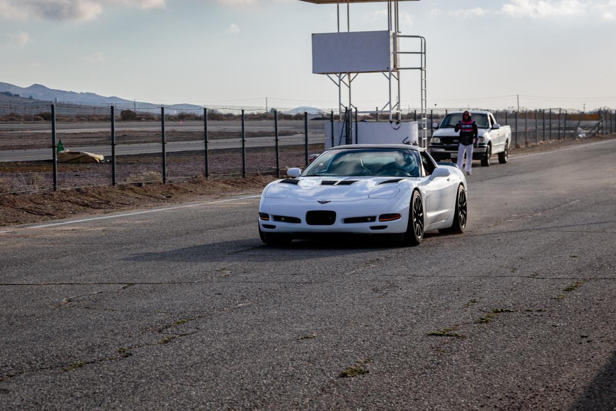 A c5 Corvette in the hot pits of Streets of Willow
