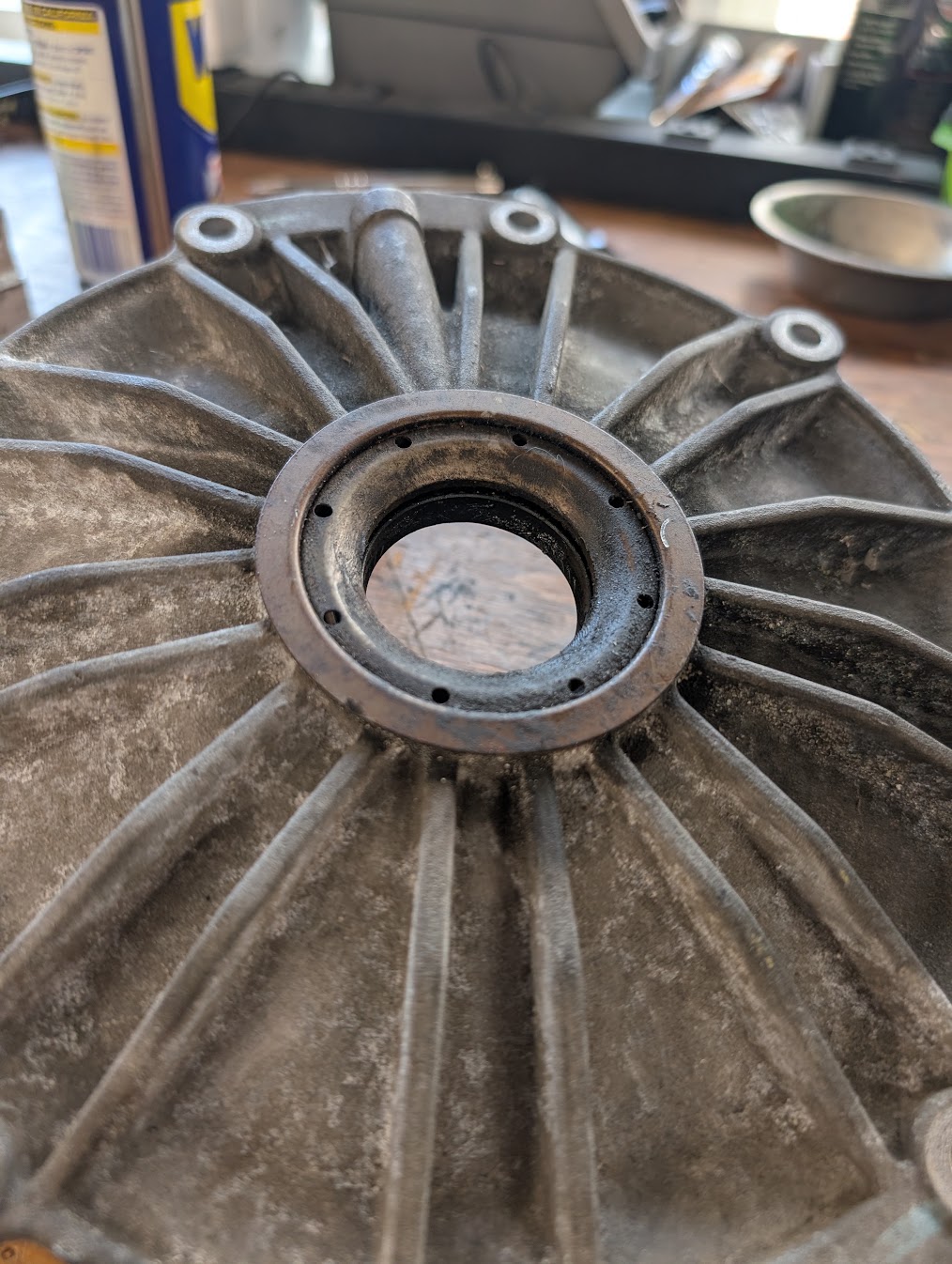 A C5 Corvette differential side cover with the axle seal featured prominently now.