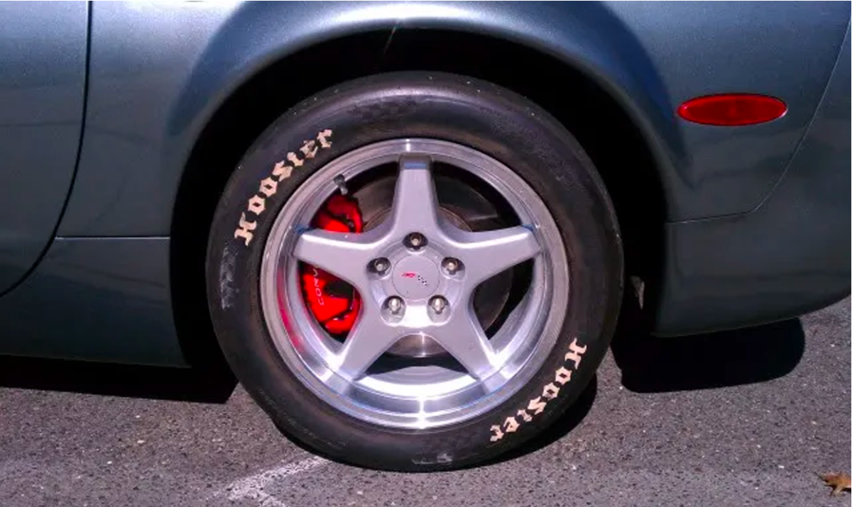 Front brakes of a C5 Corvette on the Rear