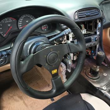 a C5 Corvette with a steering wheel hub installed
