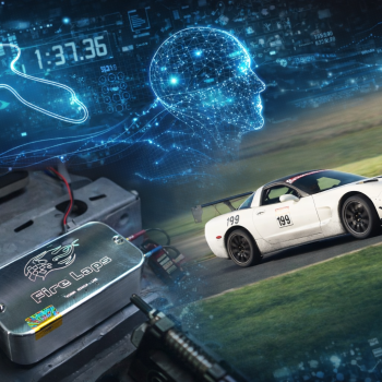Hero Image of the Fire Laps unit with a C5 Corvette, conveying a "future digital" theme at the top