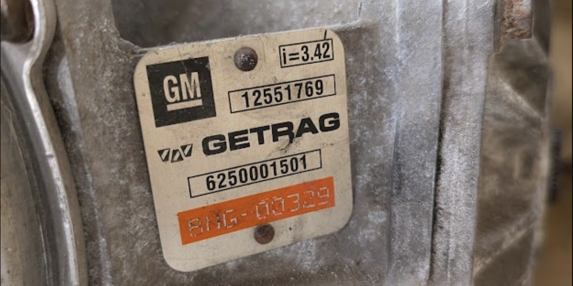 A picture of the C5 Corvette rear differential identifying tag